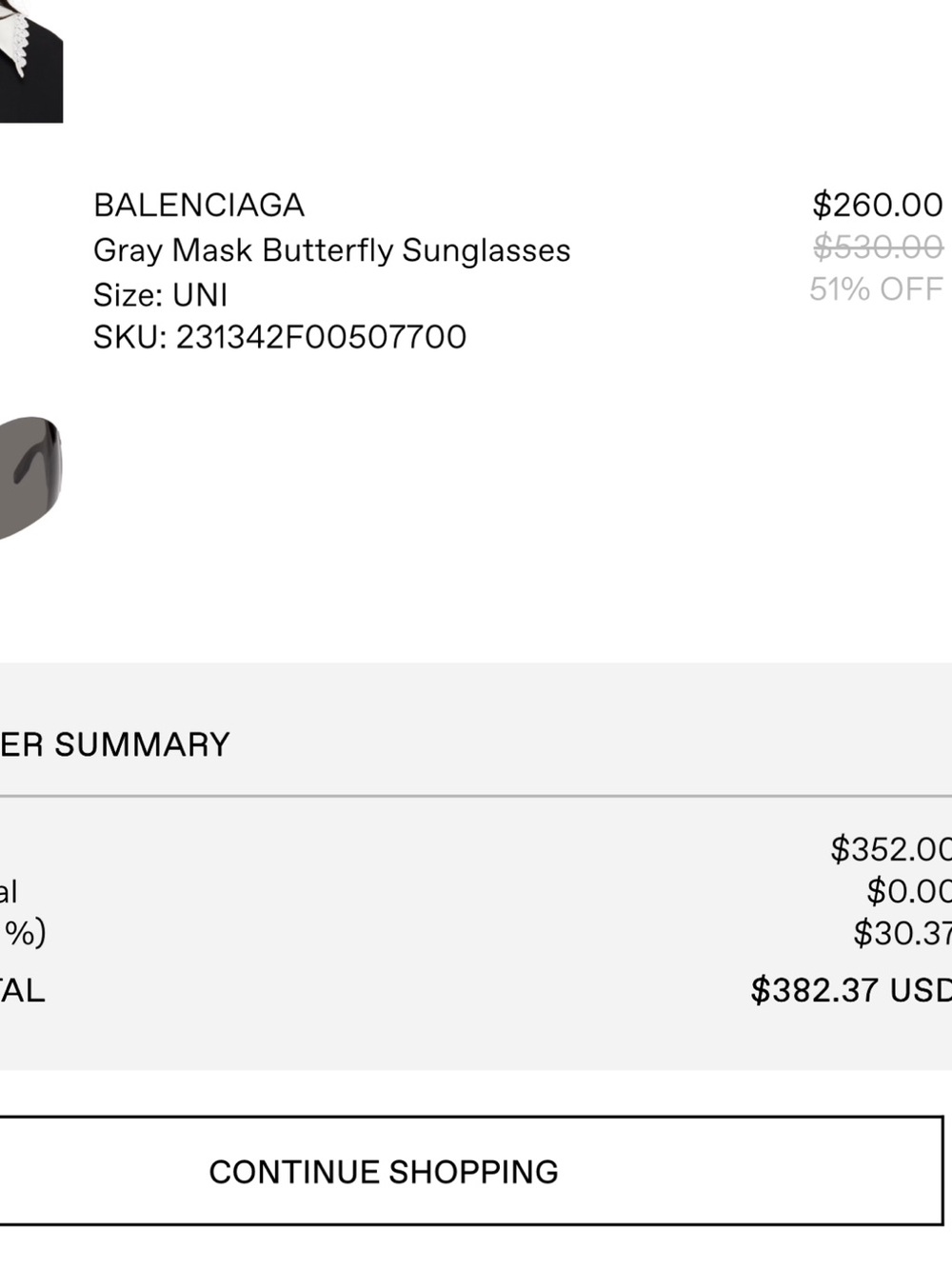 Balenciaga Gray Mask Butterfly Sunglasses Lens - Picture 2 of 2